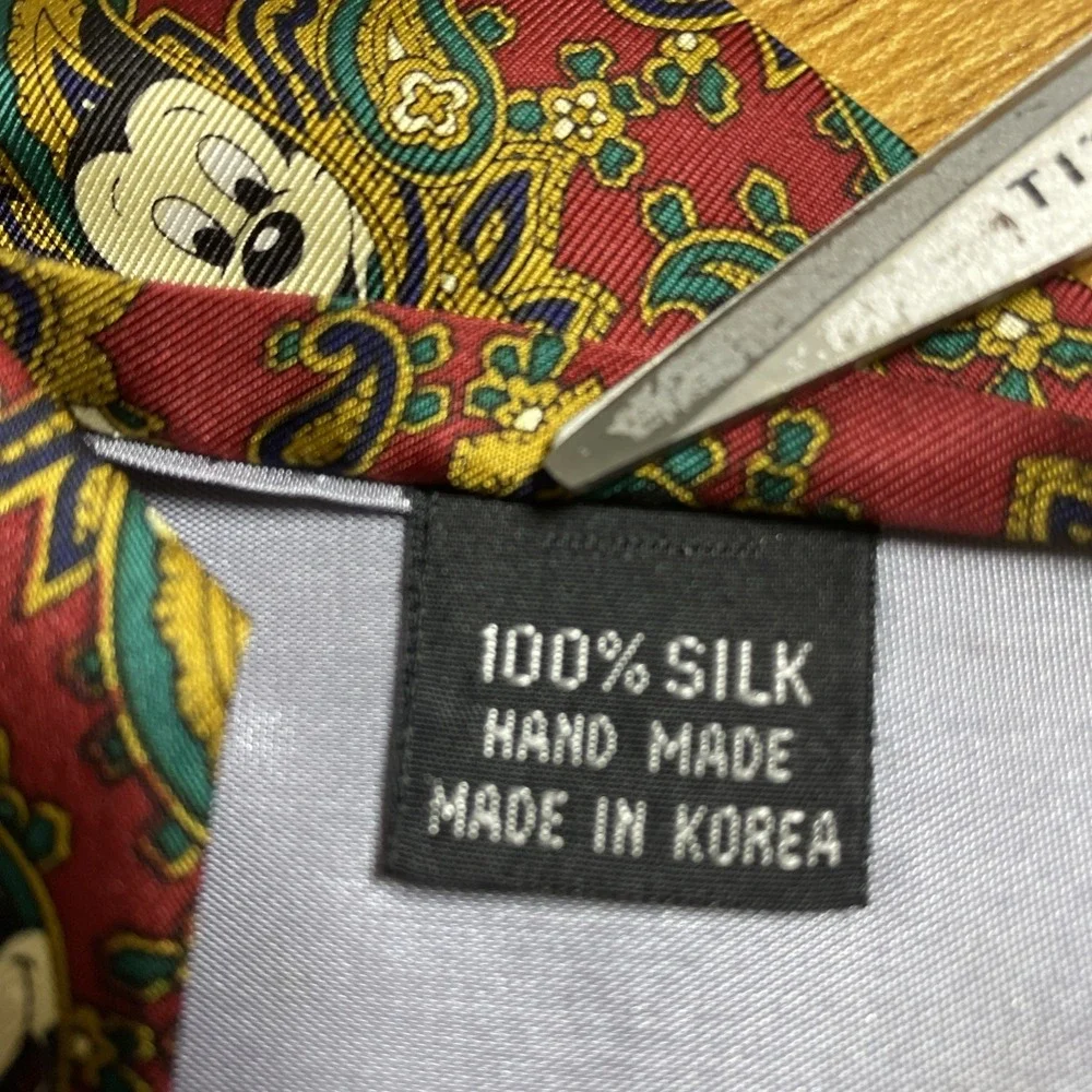Disney Mickey Mouse Silk Necktie Balancine Paisley Multicolor Handmade